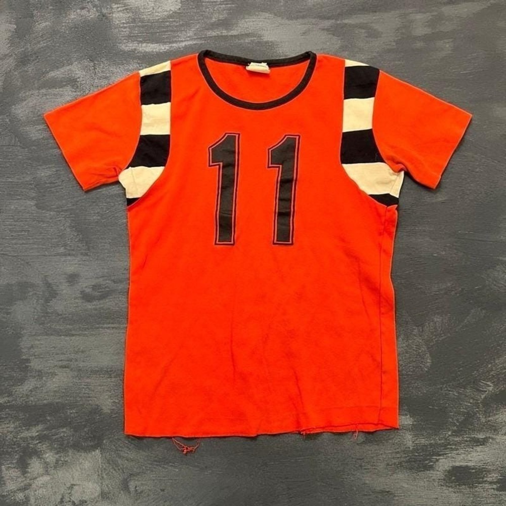 Vintage Caldwell Of Canada Shirt Mens Small Orange 1960s Striped Jersey
